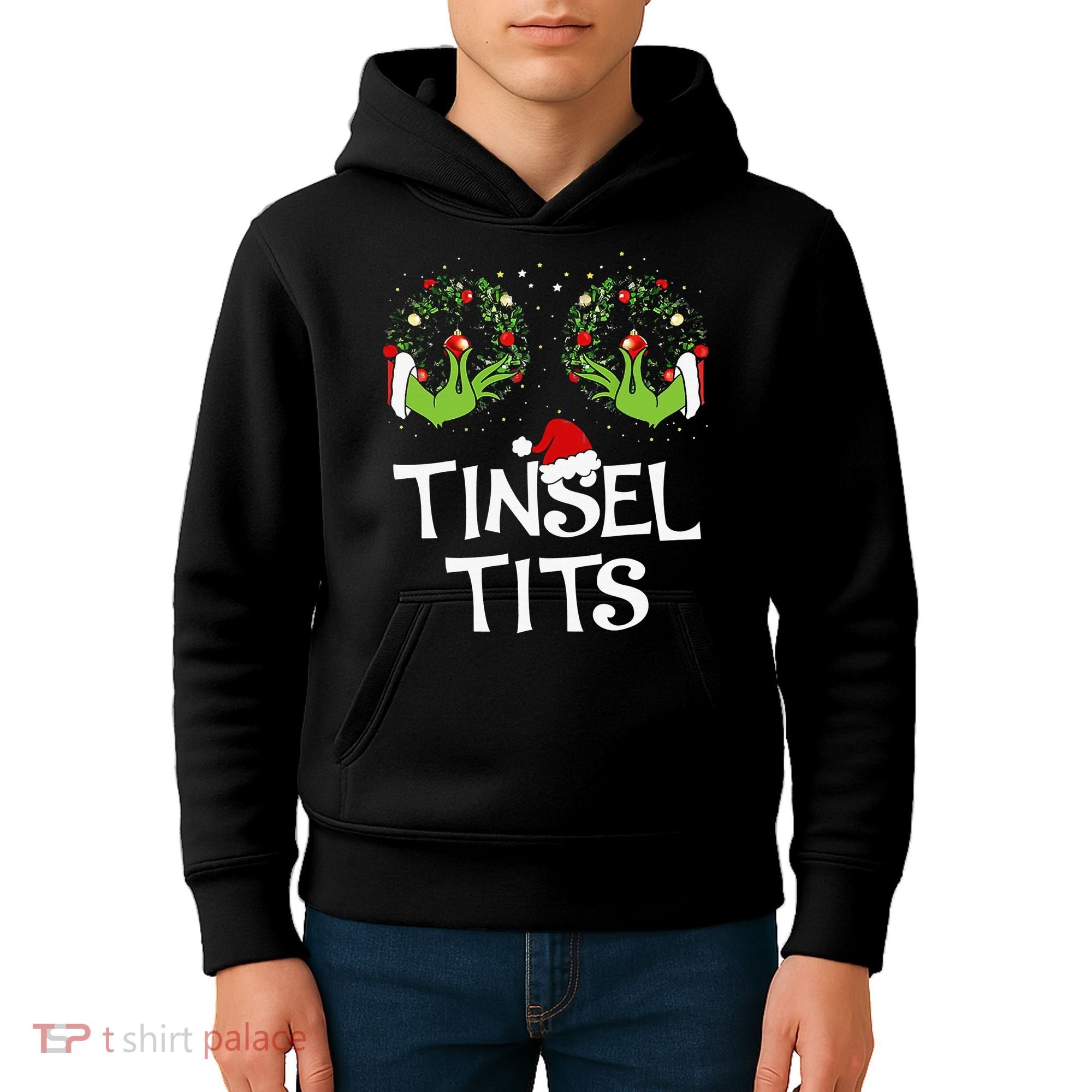 Tinsel Tits Jingle Balls Matching Couple Christmas Kids Hoodie