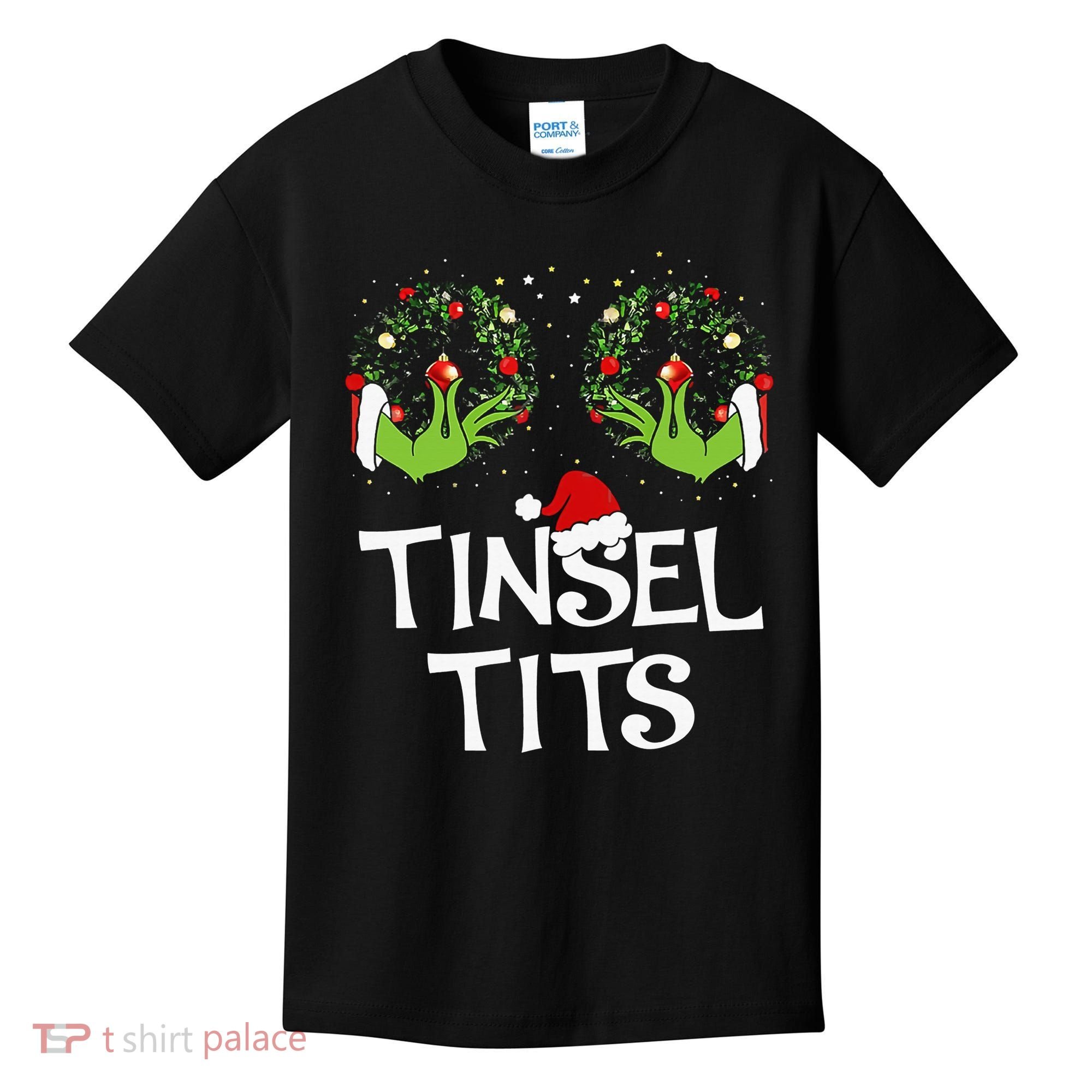 Tinsel Tits Jingle Balls Matching Couple Christmas Kids T-Shirt