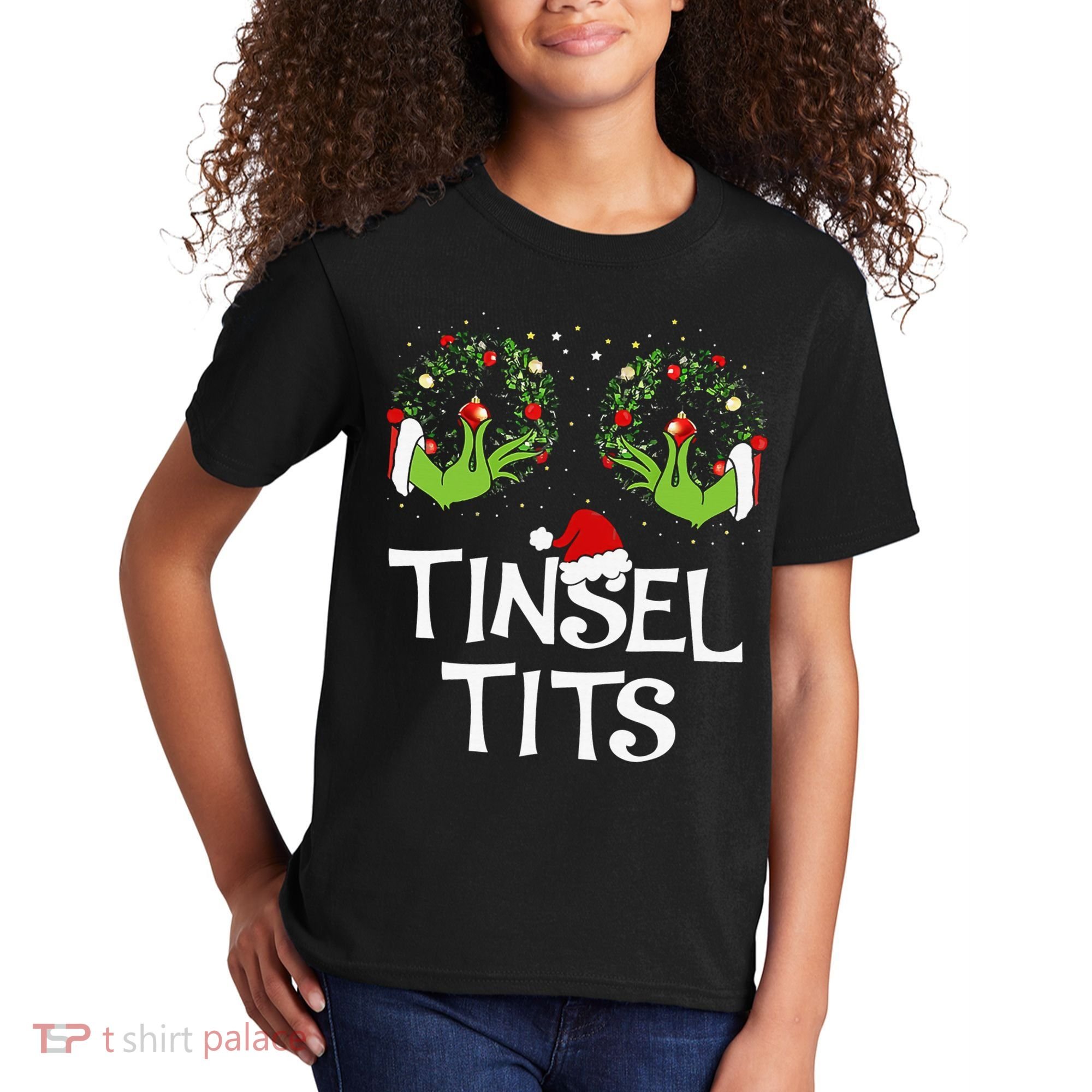 Tinsel Tits Jingle Balls Matching Couple Christmas Kids T-Shirt