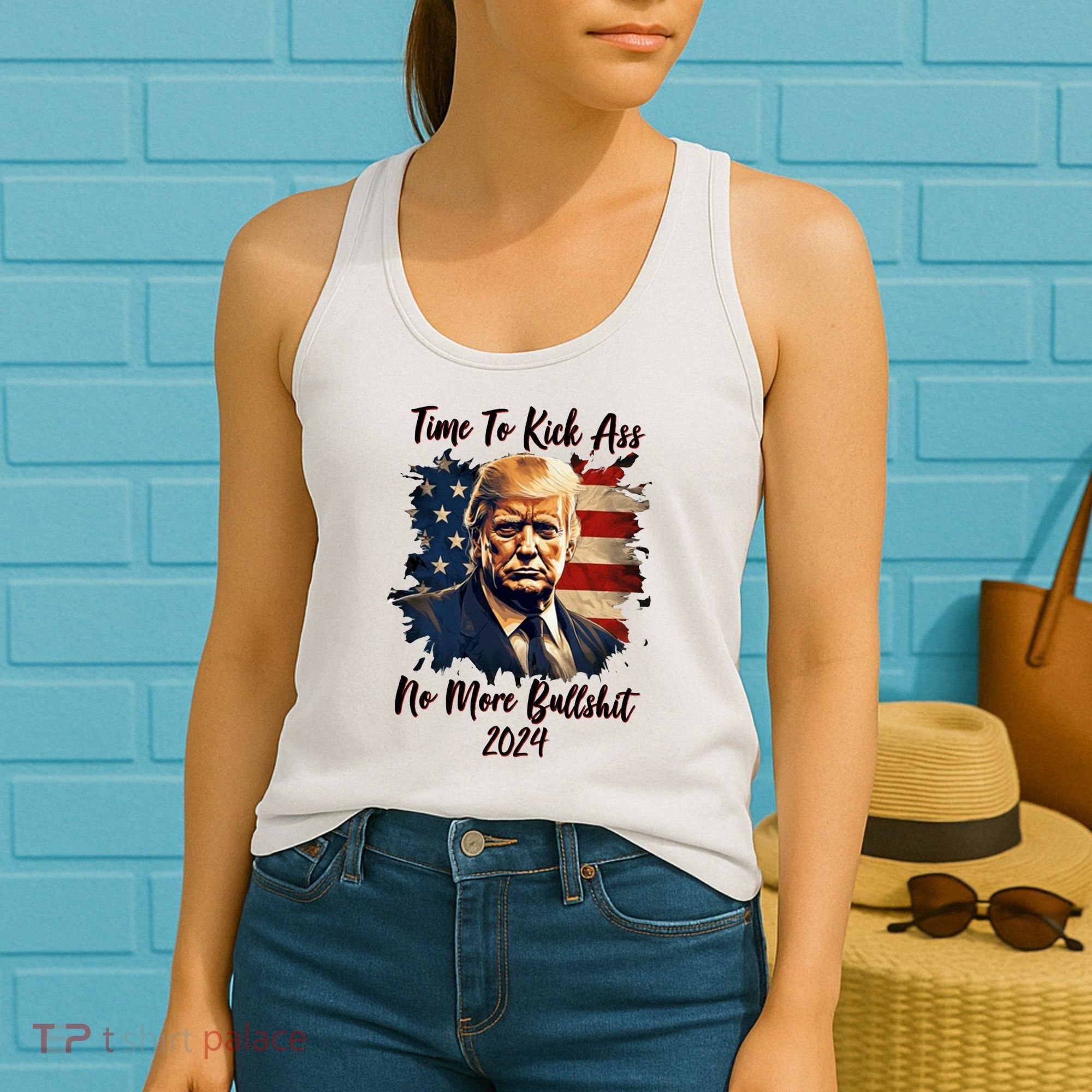Time To Kick Ass No More Bullshit Trump 2024 Usa Women's Tank Top