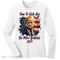 Time To Kick Ass No More Bullshit Trump 2024 Usa Women's Long Sleeve Shirt thumb 0