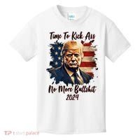 Time To Kick Ass No More Bullshit Trump 2024 Usa Kids T-Shirt thumb 0