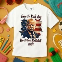 Time To Kick Ass No More Bullshit Trump 2024 Usa Kids T-Shirt thumb 3