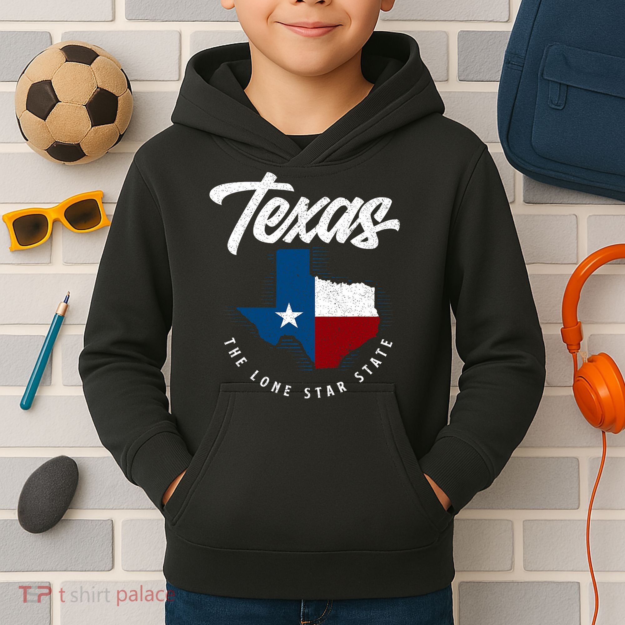 Texas The Lone Star State Texas Map Kids Hoodie