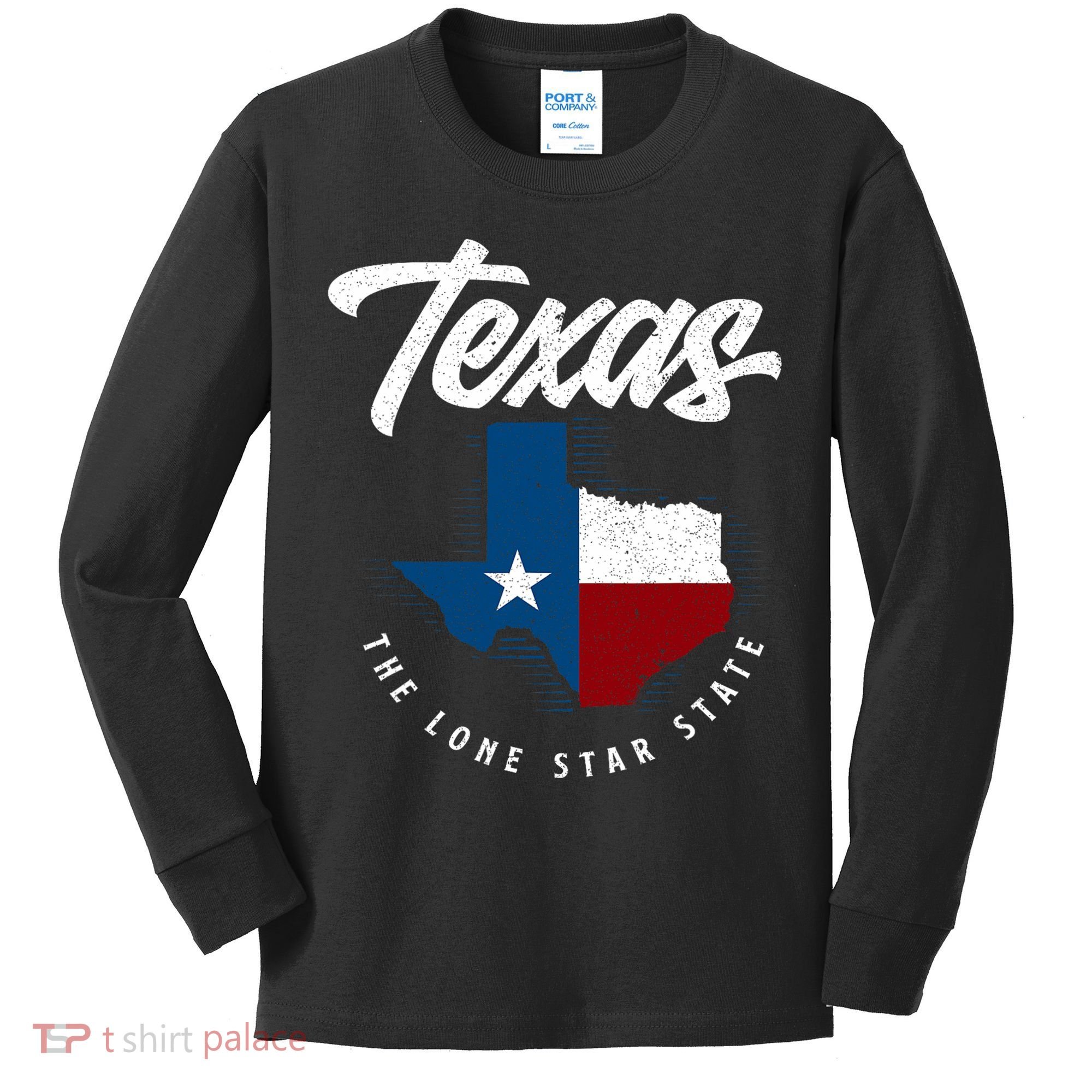 Texas The Lone Star State Texas Map Kids Long Sleeve Shirt