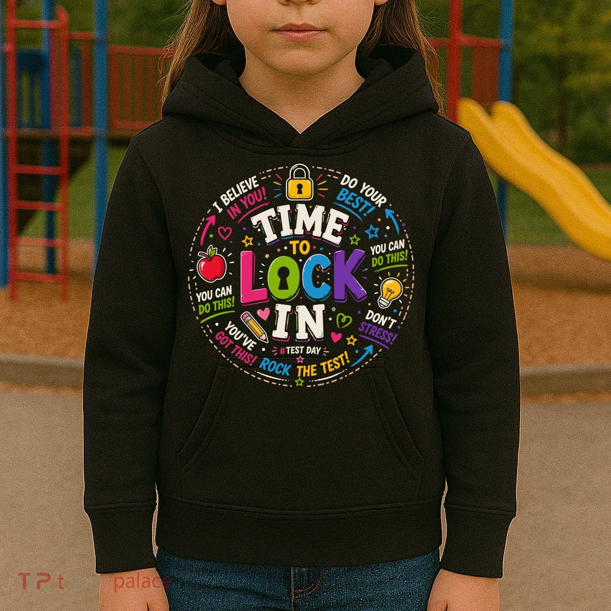 Time To Lock In Test Day Kids Hoodie