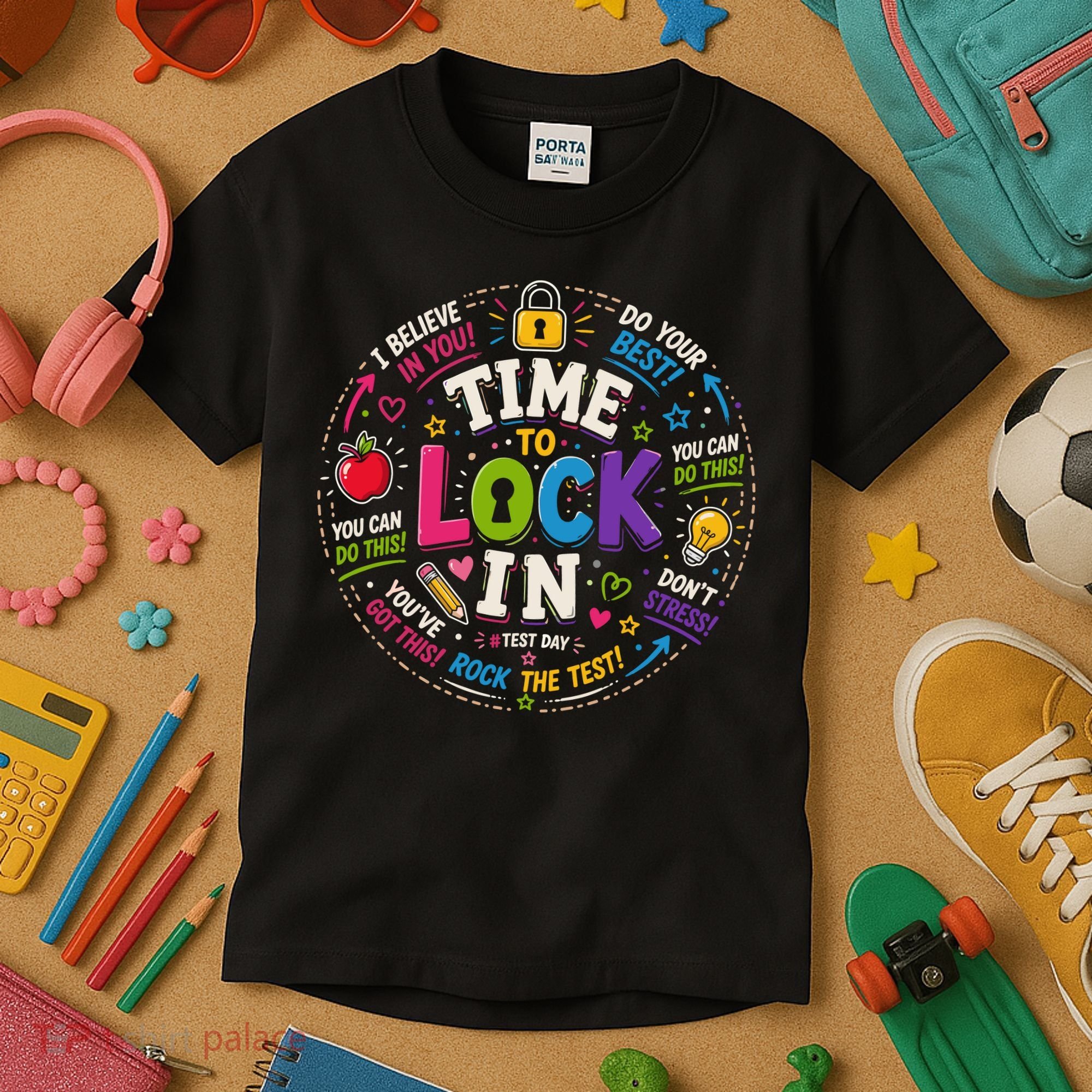 Time To Lock In Test Day Kids T-Shirt