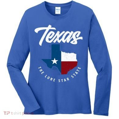 Texas The Lone Star State Gift Texas Map Cool Gift Women's Long Sleeve Shirt