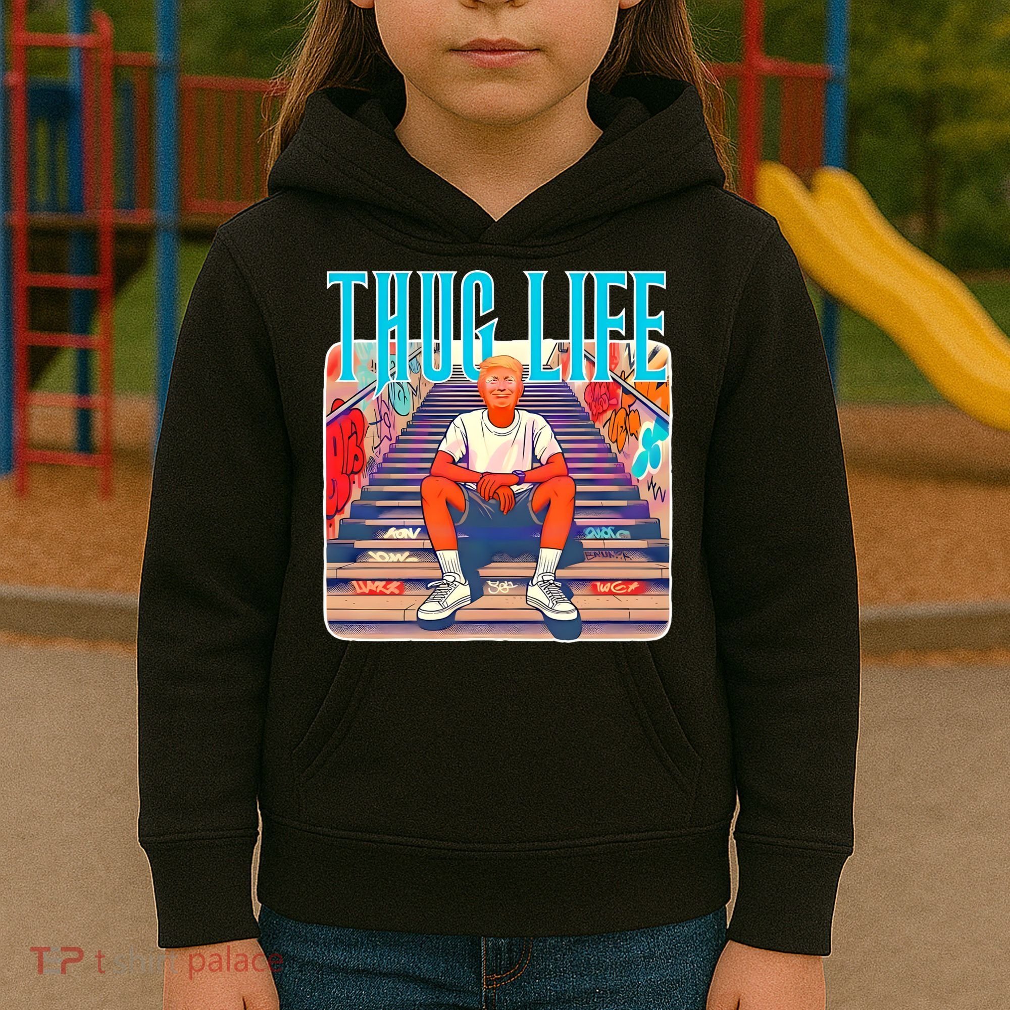 Trump Thug Life 4th Of July Kids Hoodie