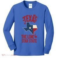 Texas The Lone Star State Gift Texas Map Cool Gift Kids Long Sleeve Shirt thumb 0