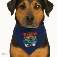 Table Tennis Lover Eat Sleep Ping Pong Repeat USA-Made Doggie Bandana thumb 1