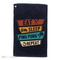 Table Tennis Lover Eat Sleep Ping Pong Repeat Golf Towel thumb 0