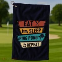 Table Tennis Lover Eat Sleep Ping Pong Repeat Golf Towel thumb 1