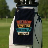 Table Tennis Lover Eat Sleep Ping Pong Repeat Golf Towel thumb 2