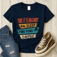 Table Tennis Lover Eat Sleep Ping Pong Repeat Women's T-Shirt thumb 3
