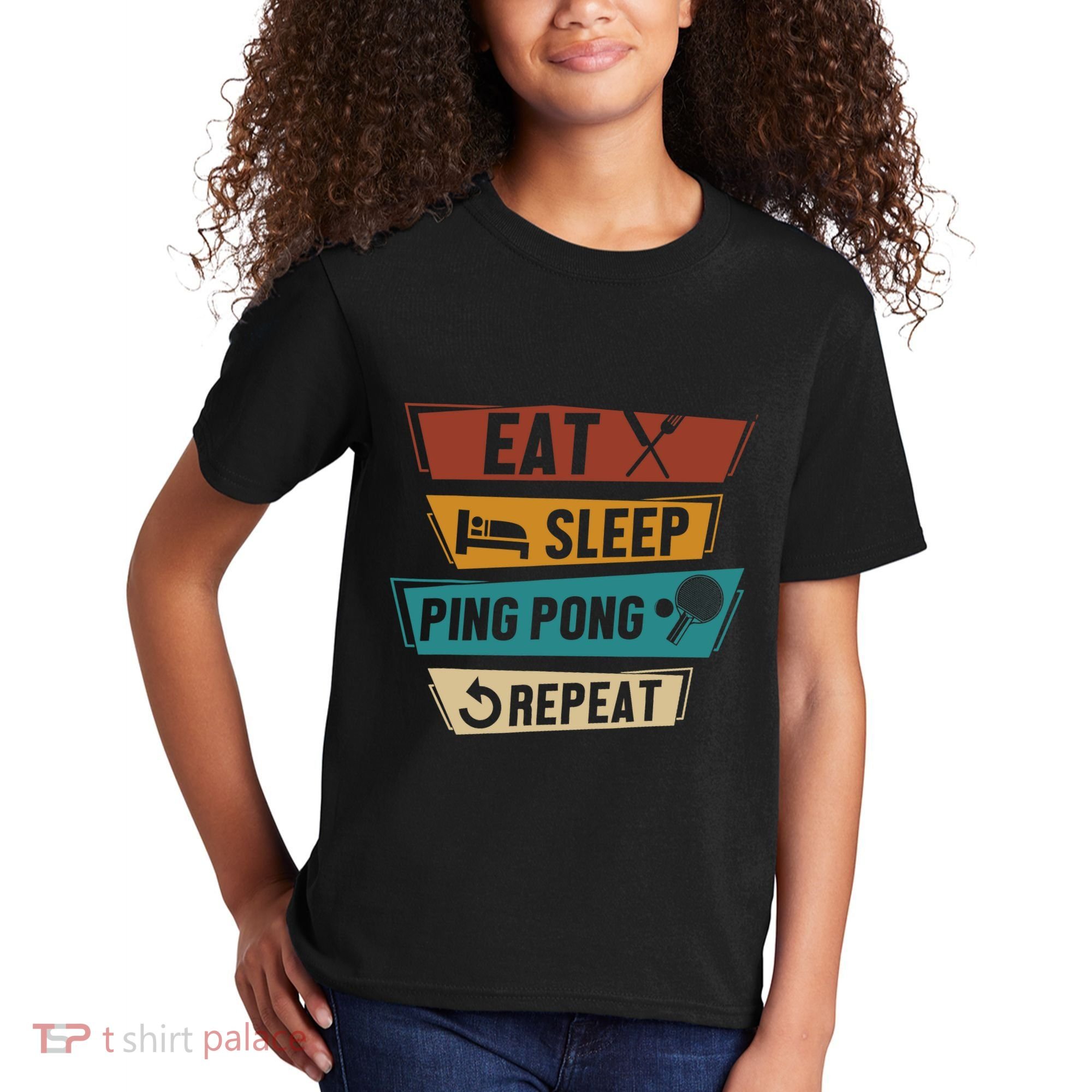 Table Tennis Lover Eat Sleep Ping Pong Repeat Kids T-Shirt