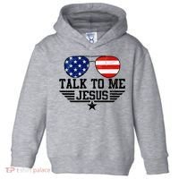 Talk To Me Jesus Glasses Usa Flag Toddler Hoodie thumb 0