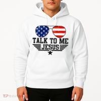Talk To Me Jesus Glasses Usa Flag Hoodie thumb 2