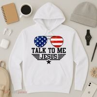 Talk To Me Jesus Glasses Usa Flag Hoodie thumb 3