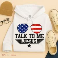 Talk To Me Jesus Glasses Usa Flag Hoodie thumb 4