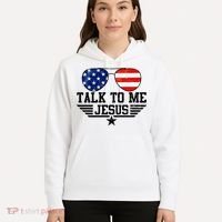 Talk To Me Jesus Glasses Usa Flag Hoodie thumb 5