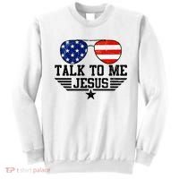Talk To Me Jesus Glasses Usa Flag Sweatshirt thumb 0