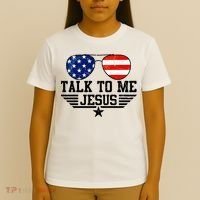 Talk To Me Jesus Glasses Usa Flag T-Shirt thumb 4