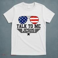 Talk To Me Jesus Glasses Usa Flag T-Shirt thumb 5