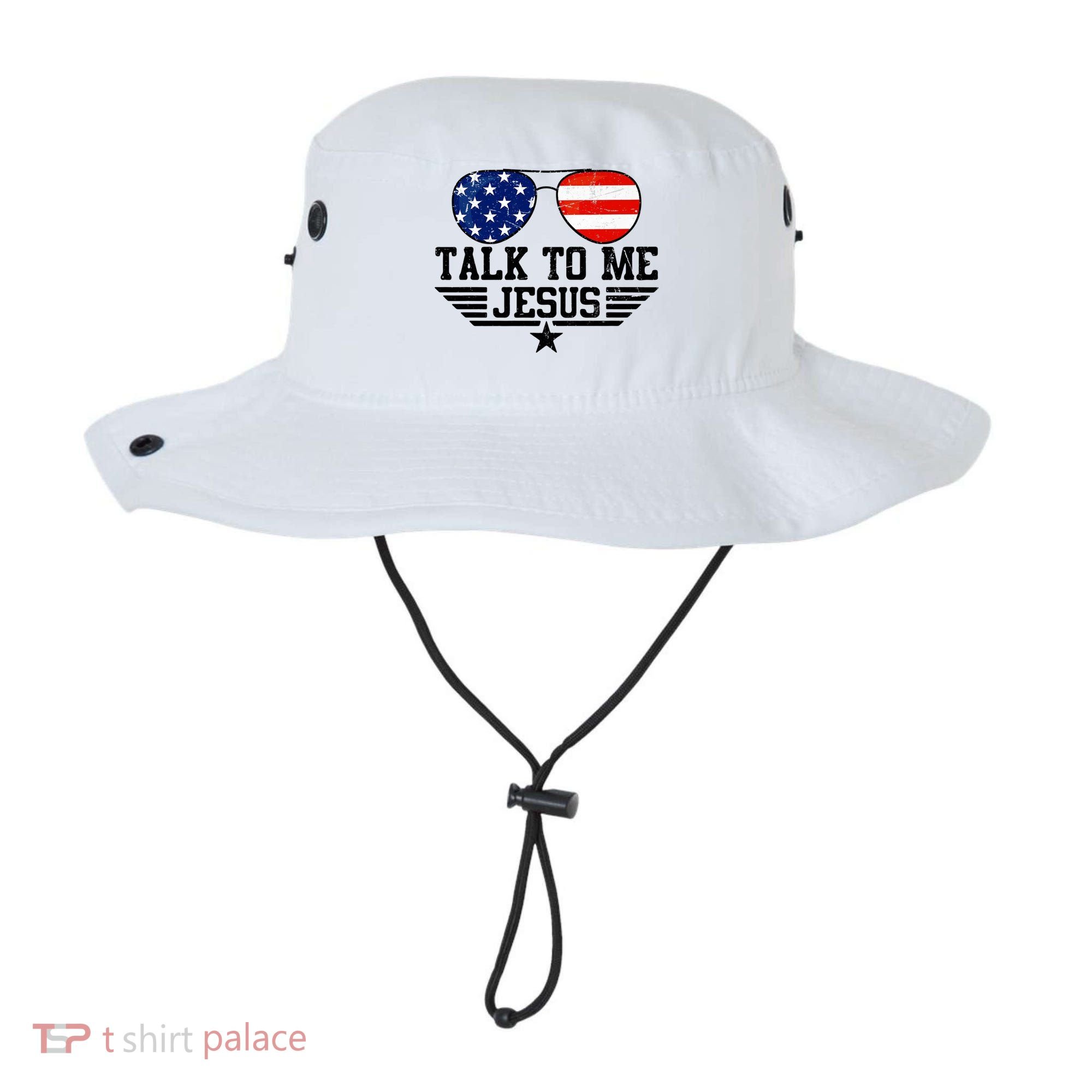 Talk To Me Jesus Glasses Usa Flag Bucket Hat