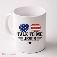 Talk To Me Jesus Glasses Usa Flag Coffee Mug thumb 0