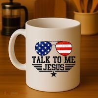 Talk To Me Jesus Glasses Usa Flag Coffee Mug thumb 4