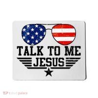 Talk To Me Jesus Glasses Usa Flag Mousepad thumb 0