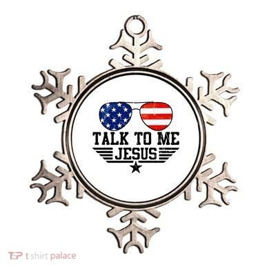 Talk To Me Jesus Glasses Usa Flag Ornament