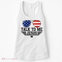 Talk To Me Jesus Glasses Usa Flag Women's Tank Top thumb 0