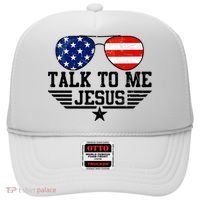 Talk To Me Jesus Glasses Usa Flag Hat thumb 0