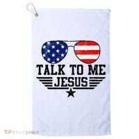 Talk To Me Jesus Glasses Usa Flag Golf Towel thumb 0