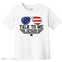 Talk To Me Jesus Glasses Usa Flag Toddler T-Shirt thumb 0
