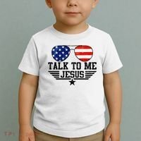 Talk To Me Jesus Glasses Usa Flag Toddler T-Shirt thumb 2