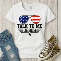 Talk To Me Jesus Glasses Usa Flag Women's T-Shirt thumb 3