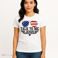 Talk To Me Jesus Glasses Usa Flag Women's T-Shirt thumb 4