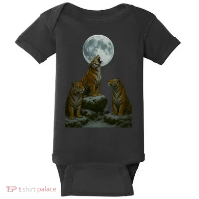 Three Tigers Moon Baby Bodysuit