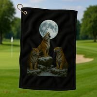 Three Tigers Moon Golf Towel thumb 1