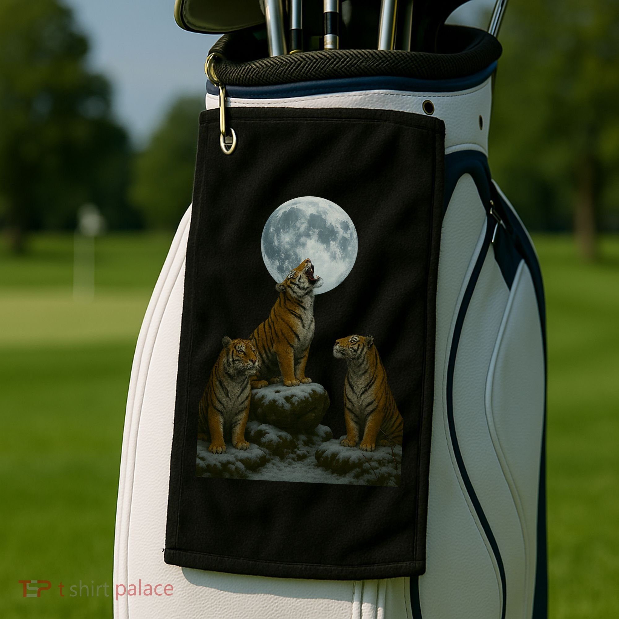 Three Tigers Moon Golf Towel