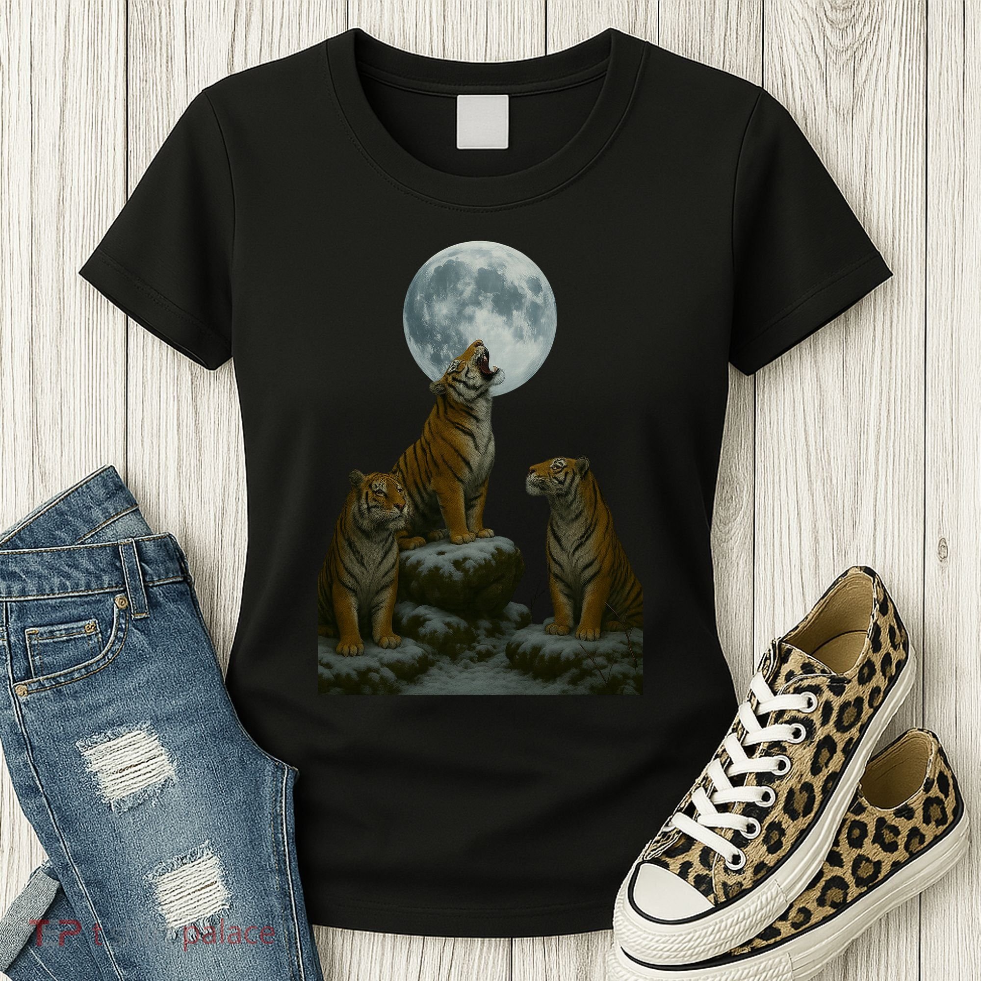 Three Tigers Moon Women's T-Shirt