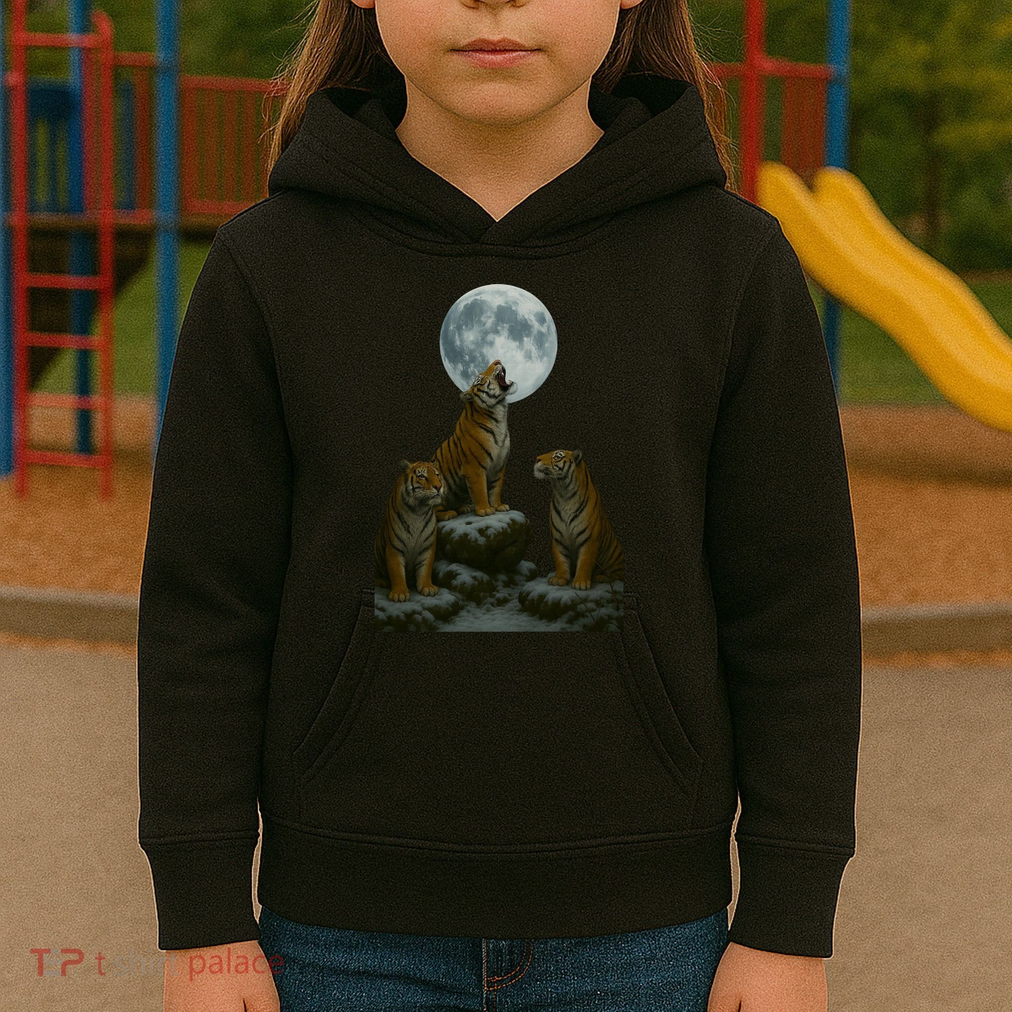 Three Tigers Moon Kids Hoodie