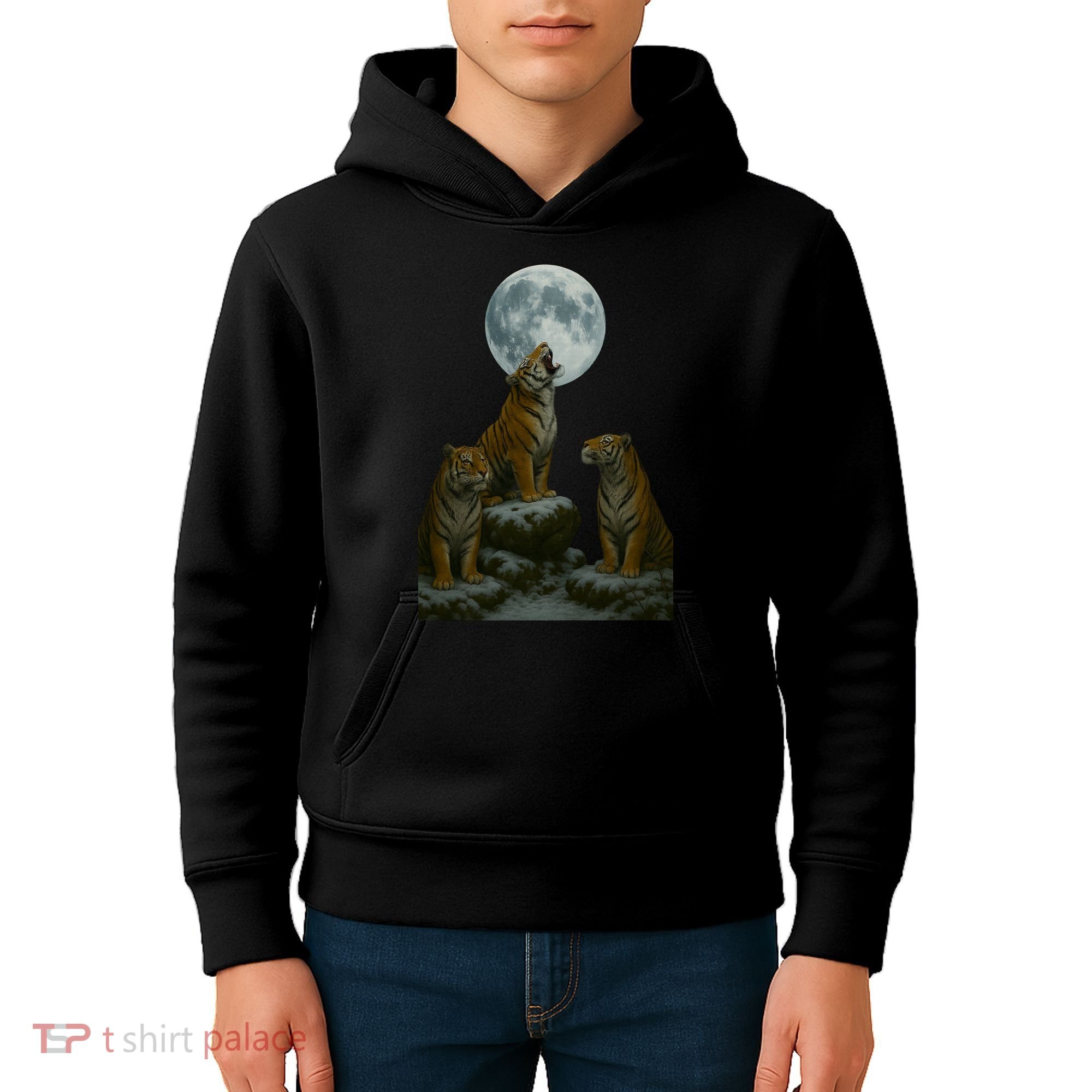 Three Tigers Moon Kids Hoodie