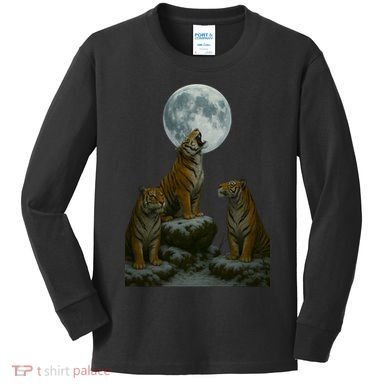 Three Tigers Moon Kids Long Sleeve Shirt