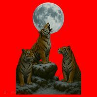 Three Tigers Moon Santa Hat thumb 1