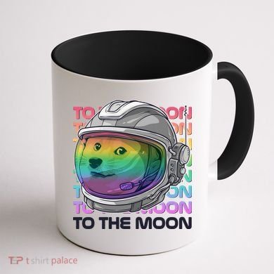 To The Moon Colorful Astronaut DOGE Cryptocurrency Coffee Mug back