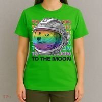 To The Moon Colorful Astronaut DOGE Cryptocurrency T-Shirt thumb 4